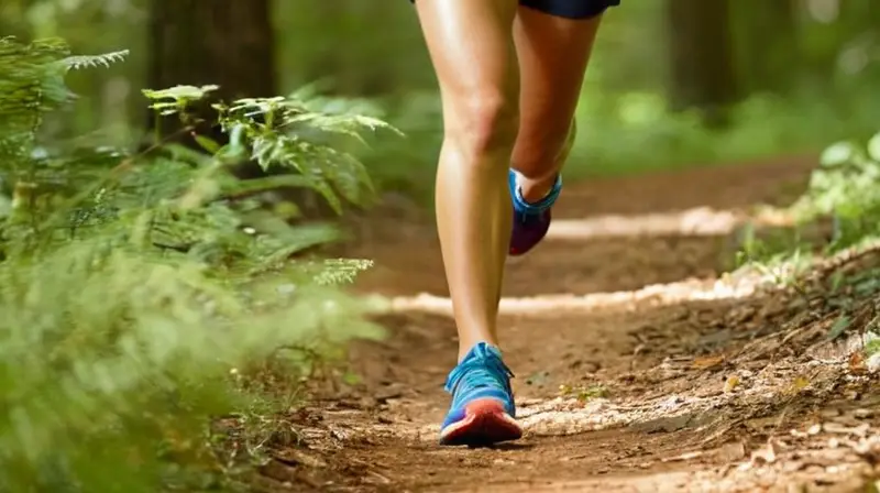 Corredor enérgico avanza por sendero natural