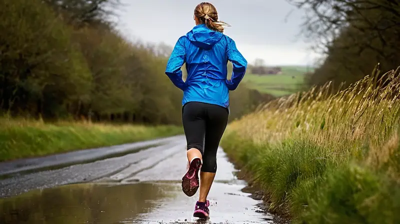 Corredor determinado bajo la lluvia intensa