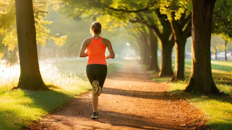 Corredores novatos entrenan en un parque al amanecer