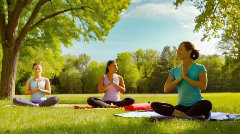 Parque soleado con gente activa y alegre