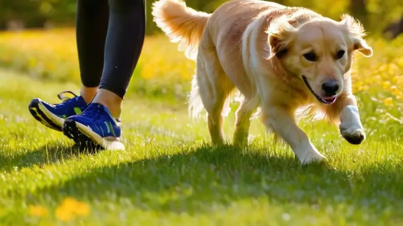 Perro feliz corre en parque soleado