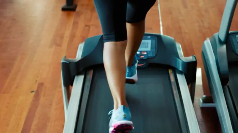 Gimnasio iluminado con corredor concentrado y motivación
