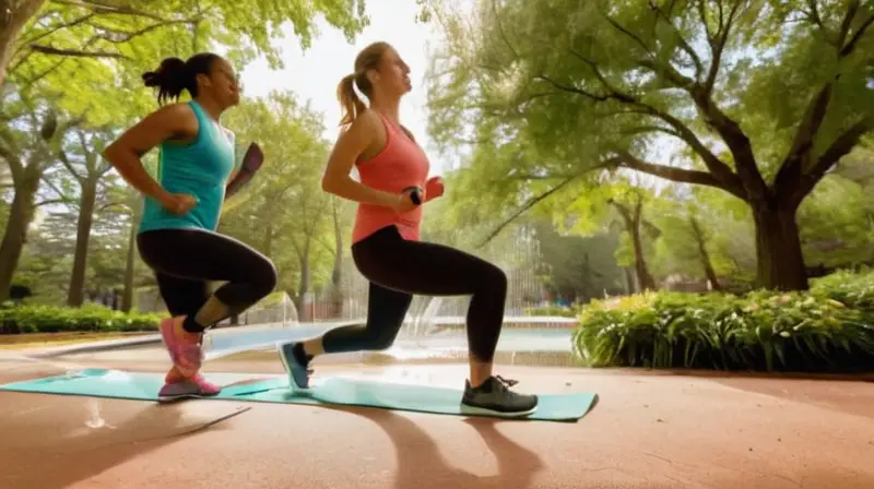 Escena vibrante de corredores en un parque