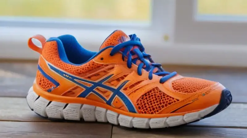 Zapatillas deportivas resaltan en superficie oscura