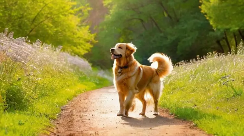 Parque soleado con un perro feliz