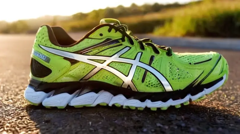 Zapatilla en asfalto iluminada y desgastada