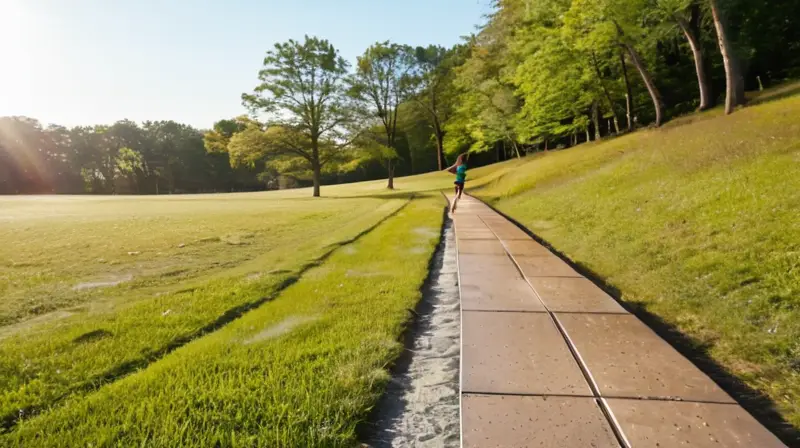Corredor en parque, energía y determinación