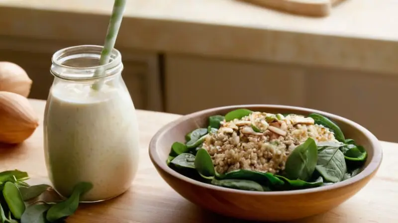 Cocina iluminada con alimentos ricos en proteínas