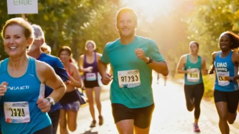 Corredores entusiastas en vibrante escena al aire libre