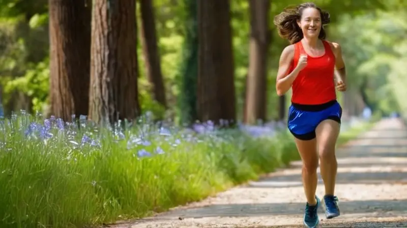 Corredores felices en un parque soleado