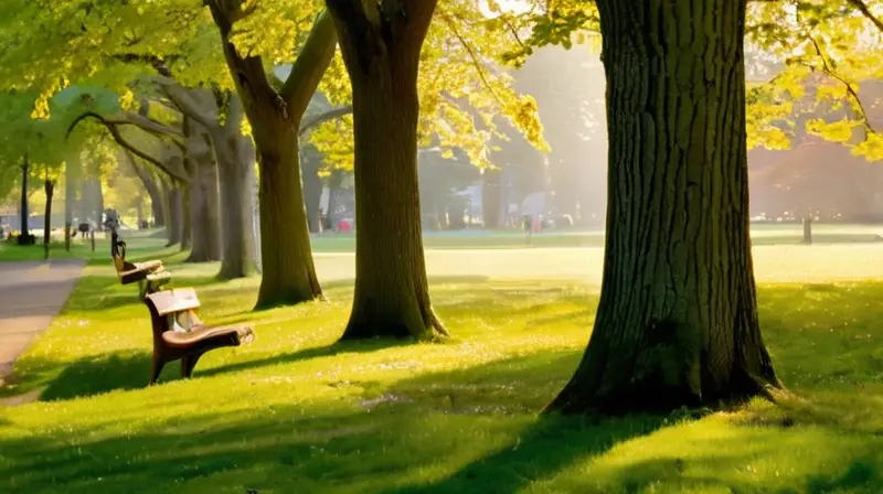 Parque soleado ideal para ejercicio al aire libre