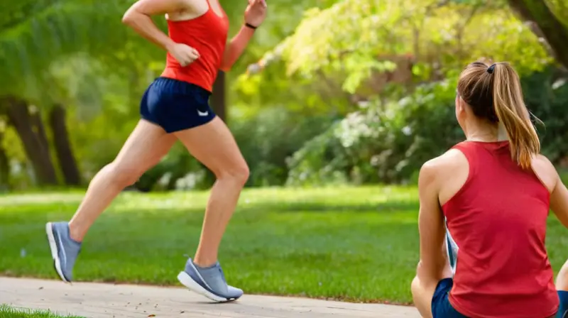 Escena vibrante de corredores en un parque
