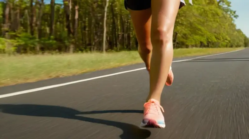 Corredor en pista bajo sol radiante