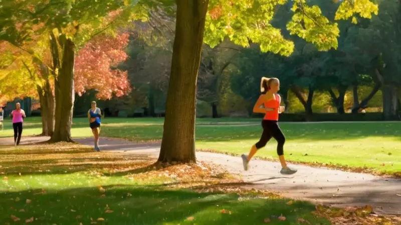 Corredores en un parque soleado y vibrante
