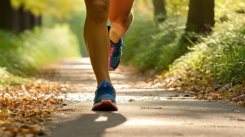 Corredor enérgico avanza por camino soleado
