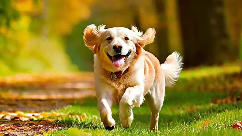 Perro feliz corre en parque soleado