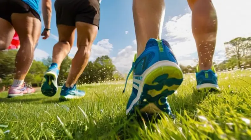 Corredores enérgicos en un parque soleado