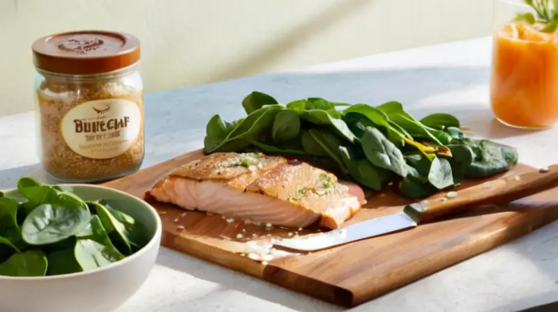 Mesa vibrante con proteínas y vegetales saludables