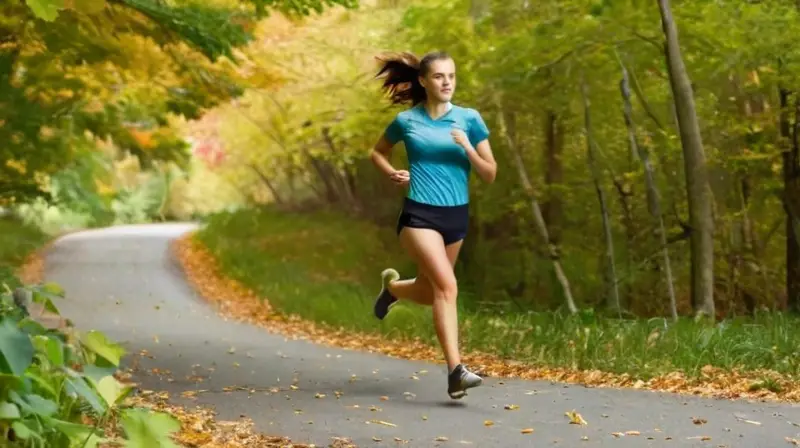 Corredor en parque soleado