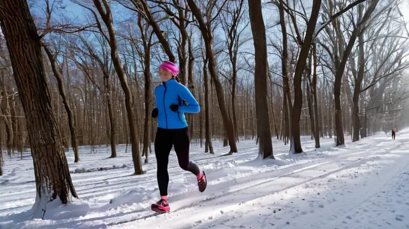 Paisaje invernal con corredores y detalles vibrantes