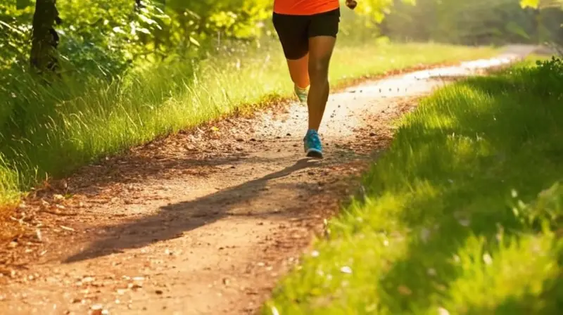 Corredor enérgico en un camino soleado