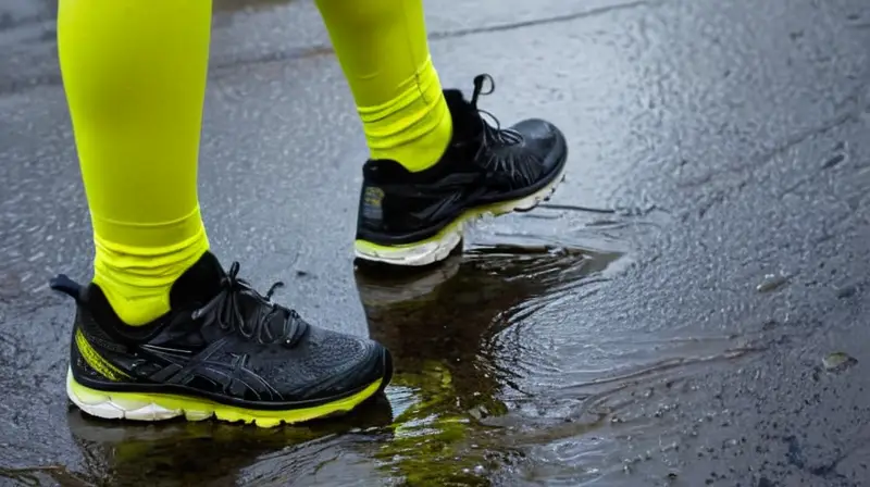 Corredor decidido bajo la lluvia intensa