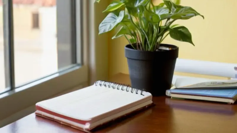 Escritorio organizado con luz y motivación