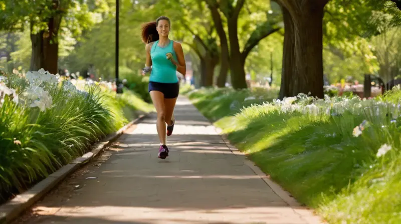 Parque urbano vibrante con corredor motivado