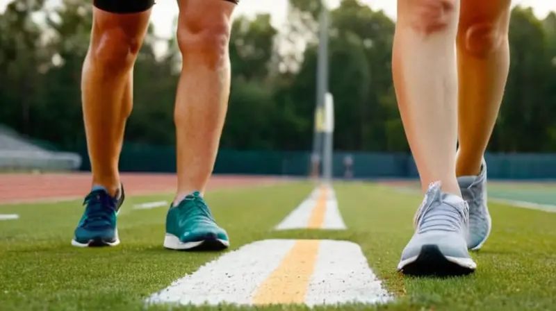 Atletas concentrados compiten en pista iluminada