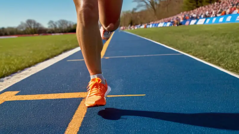 Atleta listo en pista iluminada por sol