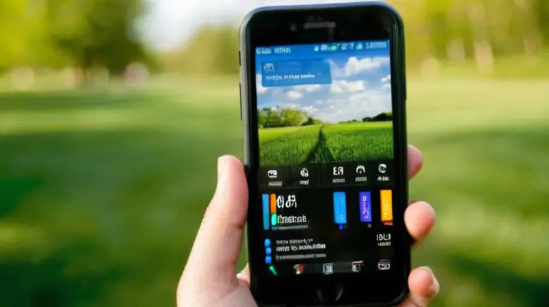 Smartphone muestra app de running en parque