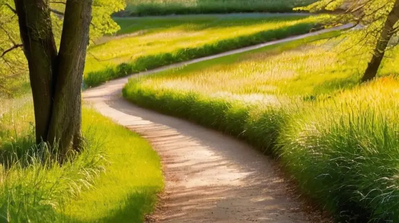 Corredor solitario en tranquila mañana dorada