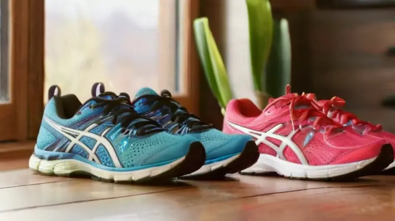 Exhibición organizada de zapatillas deportivas iluminadas