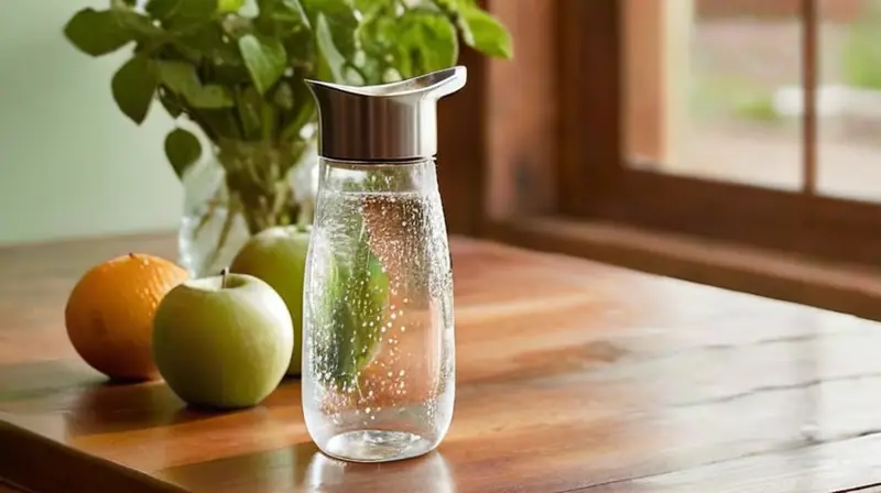 Jarra de agua y frutas frescas