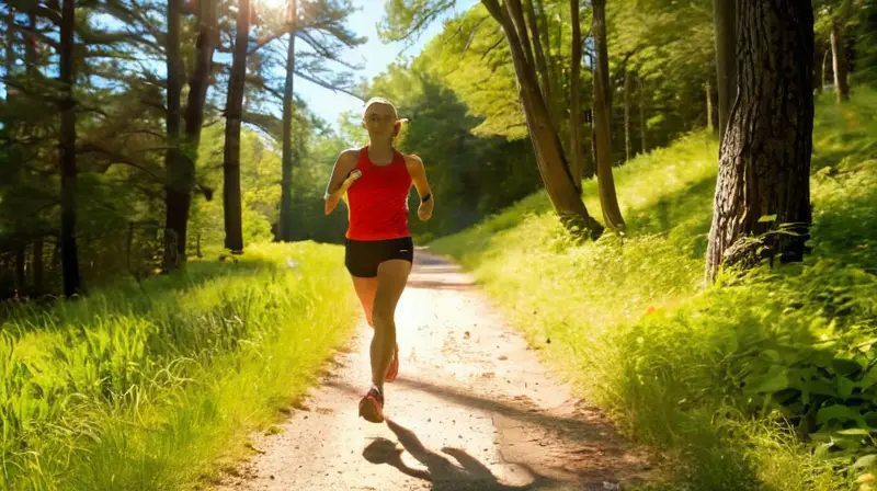 Corredor en un parque soleado y vibrante
