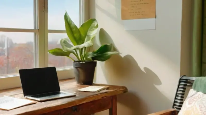 Habitación iluminada que inspira creatividad y enfoque