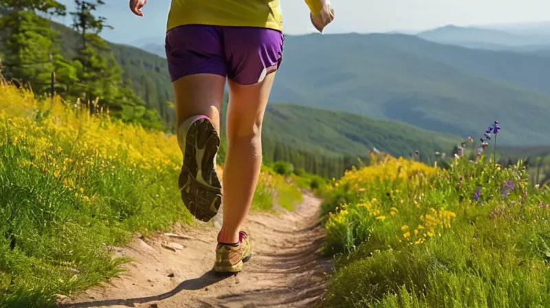 Sendero forestal iluminado, corredor en movimiento
