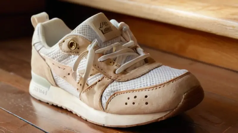 Zapatillas usadas sobre un suelo de madera