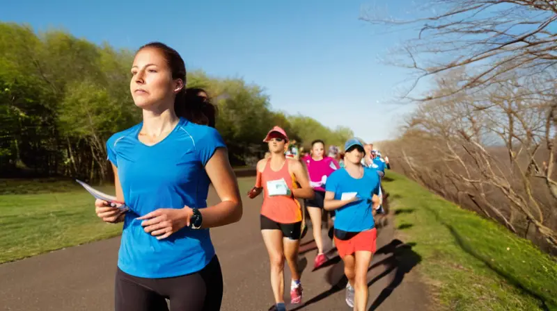 Corredores enérgicos en un parque soleado