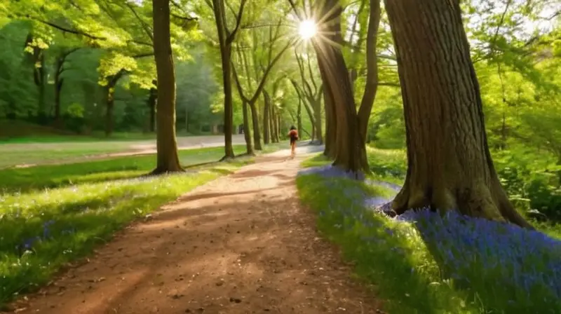 Corredores en un parque bajo el sol