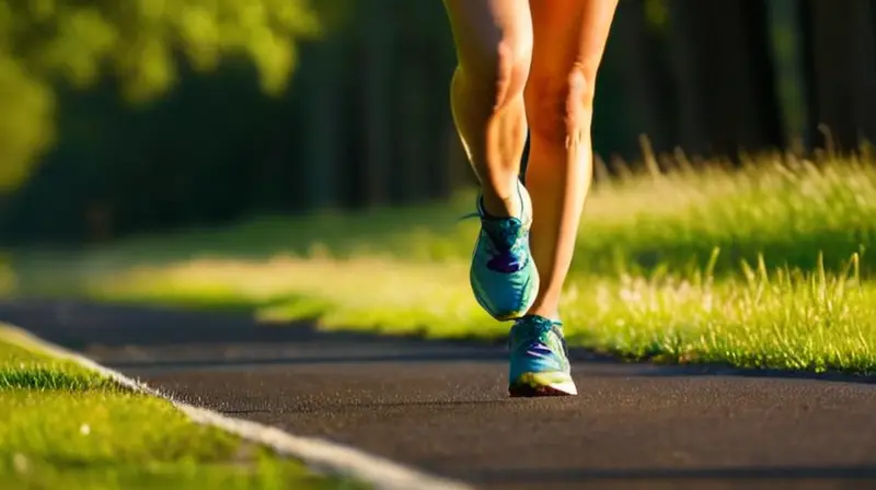 Corredor determinado en pista iluminada al amanecer