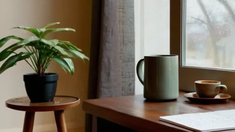 Oficina acogedora y productiva con café
