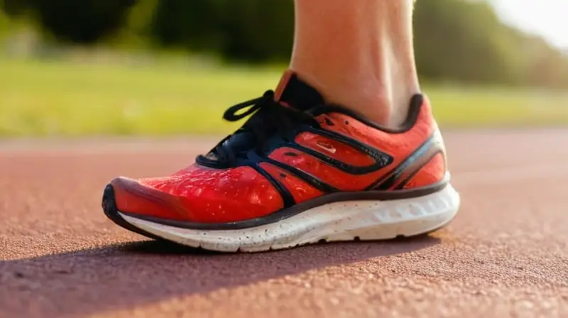 Pie de corredor sudoroso en movimiento