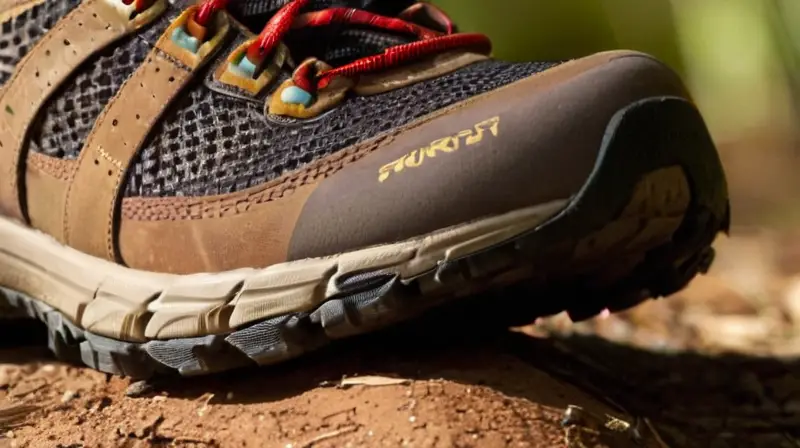 Zapato de trail con detalles y desgaste