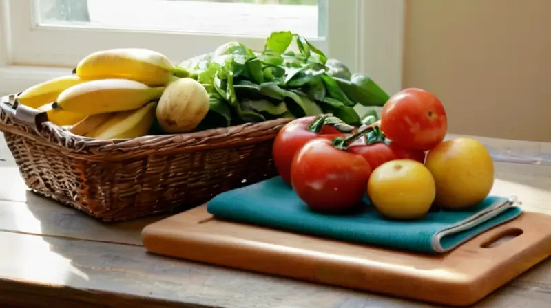 Cocina organizada y vibrante, lista para cocinar