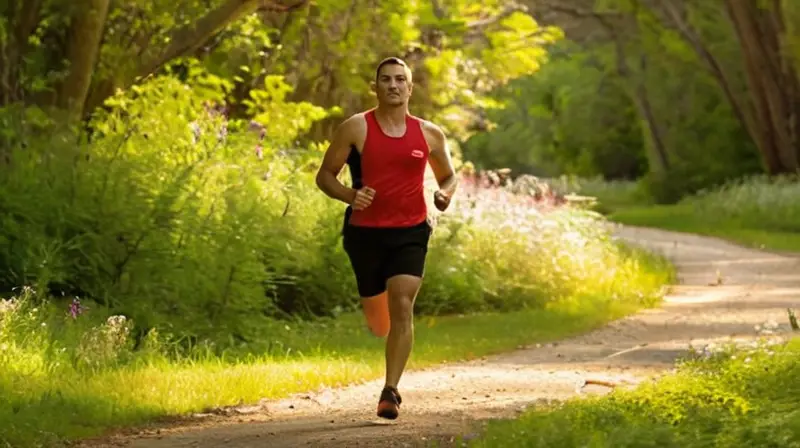 Corredor en un parque soleado y vibrante