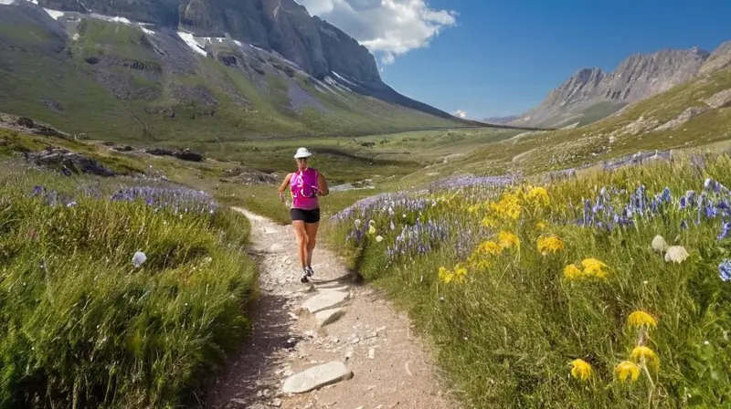 Corredor determinado en montaña iluminada