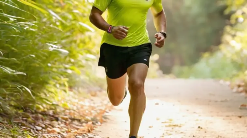 Corredor concentrado en un parque soleado