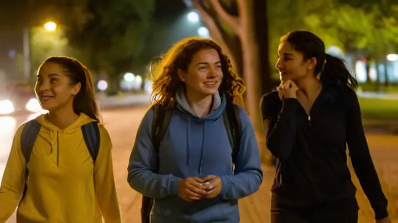 Amigos en la calle, risas y aventura