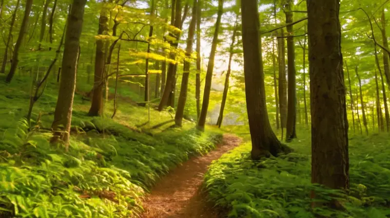Amigos corren felices por un sendero forestal
